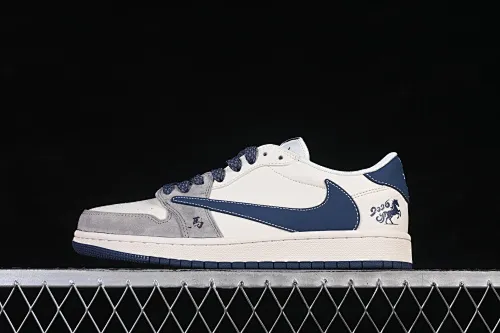 All categories Air Jordan Jordan series basketball shoes Air Jordan 1 Low High-end customized low-top sneakers Travis Scott x Fragment Design x Air Jordan 1 Low OG SP AJ1 Joe 1 Gucci joint white gray navy low-top cultural and casual sneakers MY9969-803